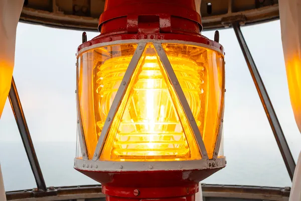 Late afternoon summer photo of the North Lighthouse, New Shoreham, Block Island, Rhode Island.  August 2023