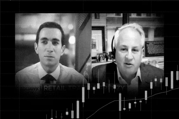 Andrew Ross Sorkin and Virtu CEO Doug Cifu. (II Illustration; via CNBC)