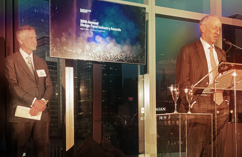 King Street’s Brian Higgins and O. Francis Biondi Jr. (Photo by Alicia McElhaney/Institutional Investor)