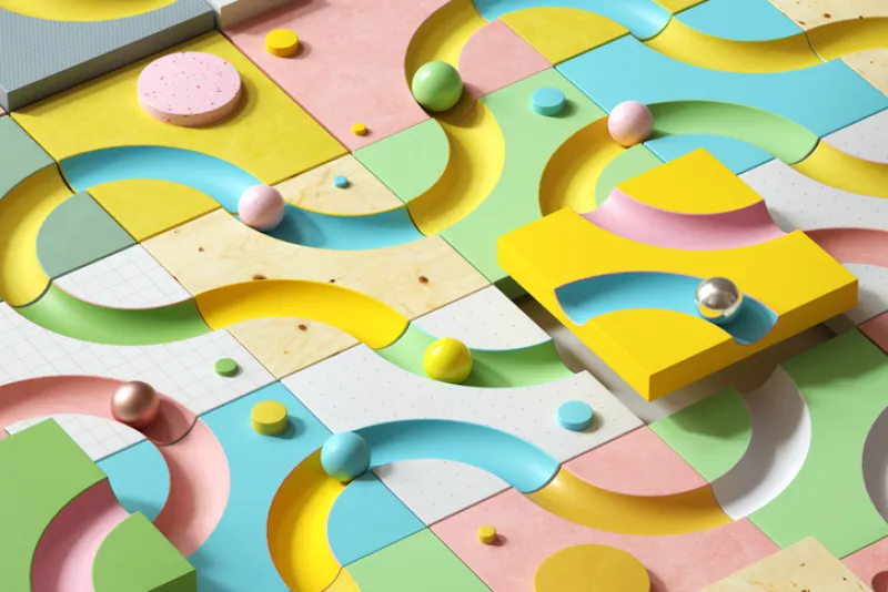 Abstract blocks with curved concave