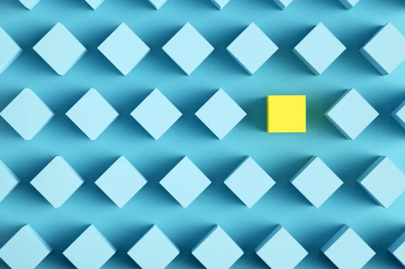 Individuality, uniqueness, difference, leadership and standing out from the crowd concepts.