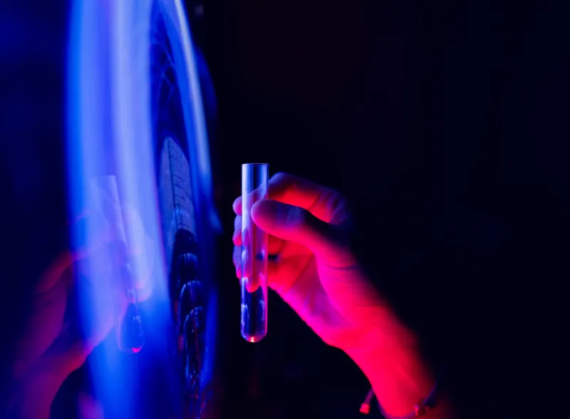 Close-up of holding a test tube