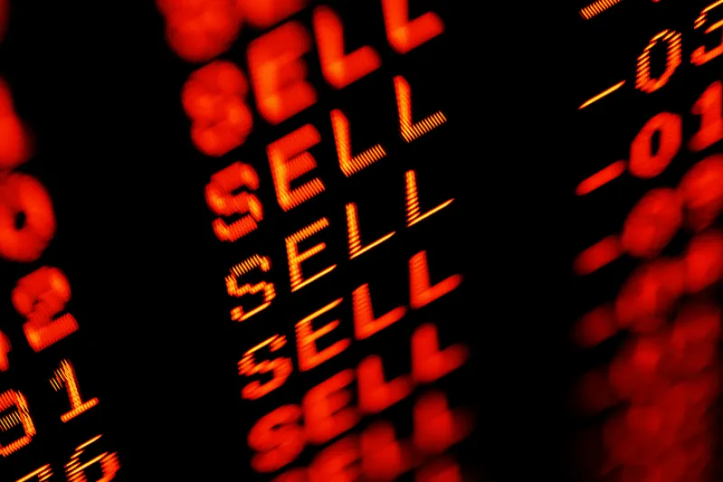 stock market crash sell-off - trading screen in red
